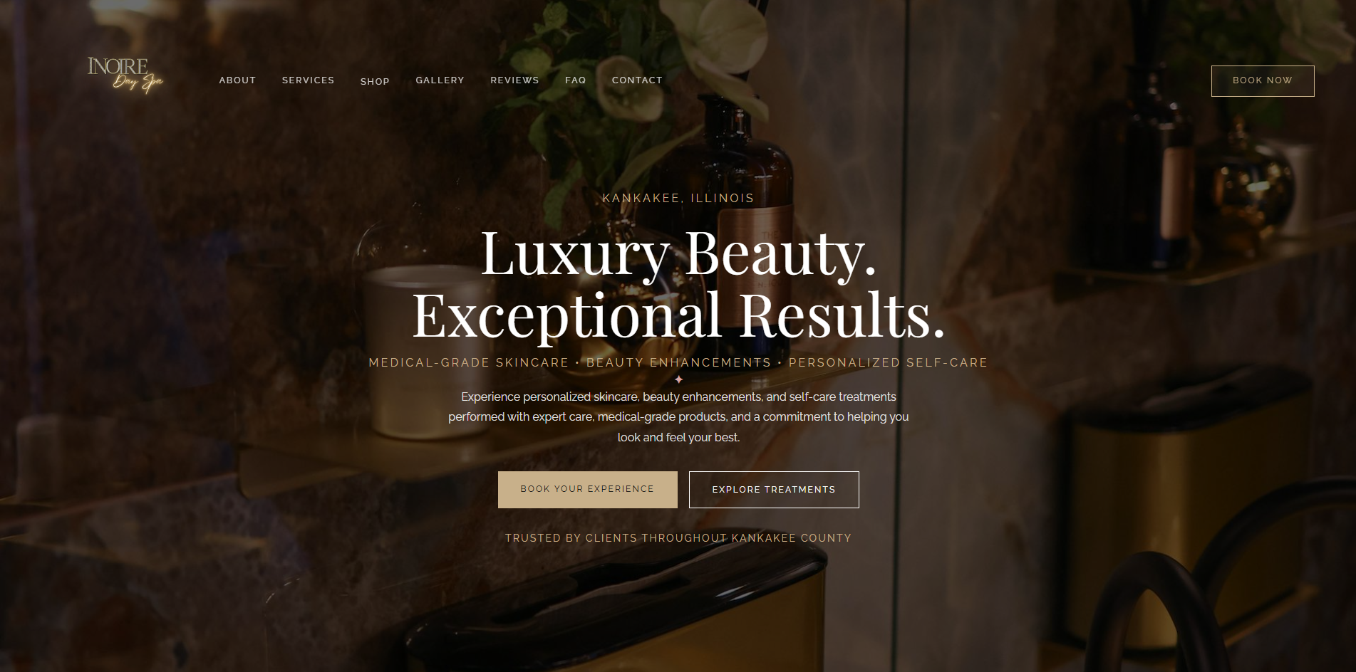 INoiré Day Spa website redesign by Heiress Designs