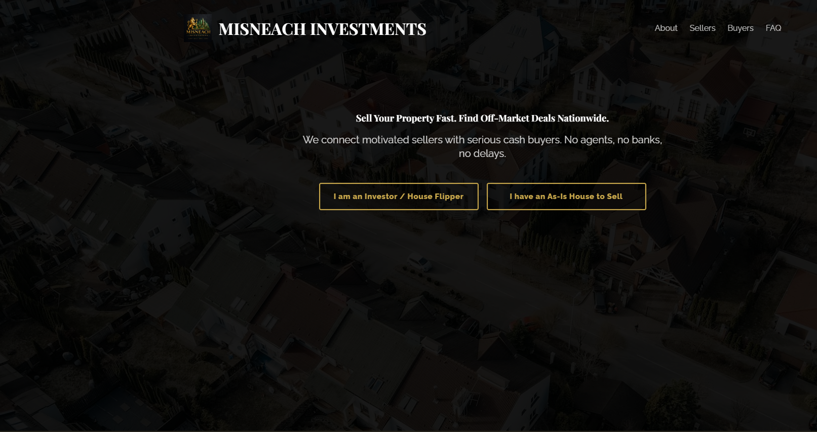 Misneach Investments landing page by Heiress Designs