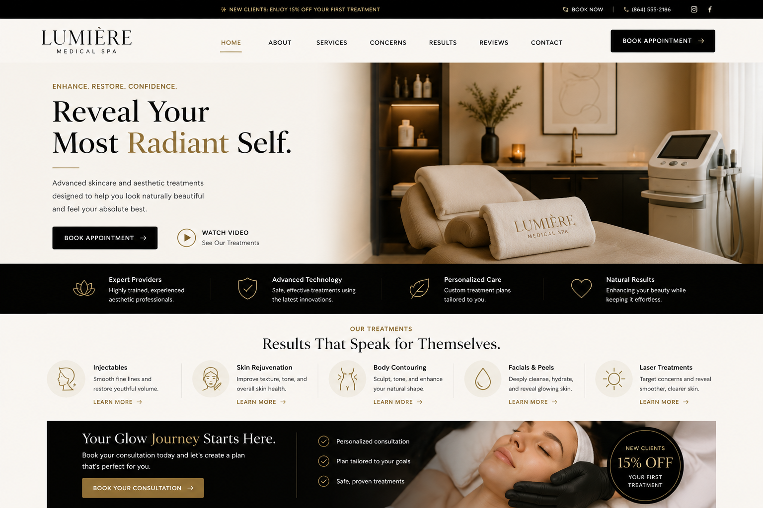 Beauty professional website concept by Heiress Designs